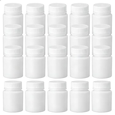 UPSTORE 50PCS White Empty Solid Plastic Bottle Case Holder Container Vials Box with Screw Cap for Powder Sample Storage (20ml/0,67oz