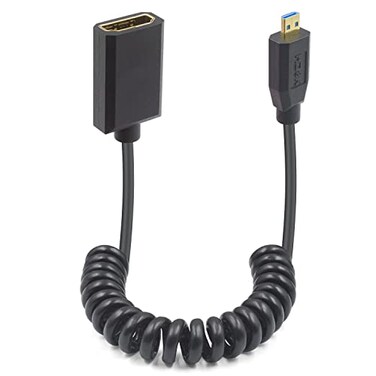 Duttek 8K Micro HDMI Extender Cable - 1FT4FT, 48Gbps Ultra Thin Coiled Cable, Supports Dynamic HDR, 8K@60Hz, 4K@144Hz, 2K@240Hz