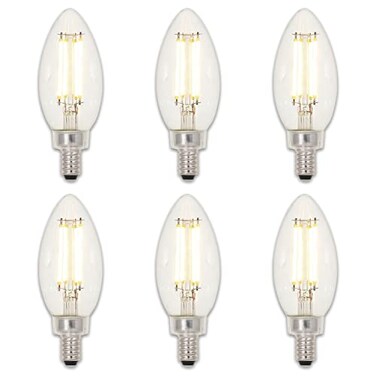 Westinghouse 3517120 3517120 40-Watt Equivalent B11 Dimmable Clear Filament Led Light Bulb with Candelabra Base (6 Pack, Clear
