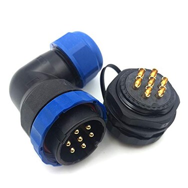 SZJELEN SD28 2Pin26Pin IP67 Flanged Elbow Circular Waterproof Connector Plug and Socket,Electrical Wire Cable Connector (7-Pin