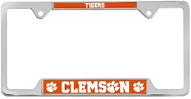 AMG Auto Emblems Officially Licensed Premium Shiny Chrome Metal License Plate Frame - Second Generation - Mascot Version (Clemson