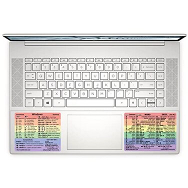 SYNERLOGIC WindowsWord/Excel (for WindowsQuick Reference Guide Keyboard Shortcut Stickers, No-Residue Vinyl (Rainbow/Small/Combo