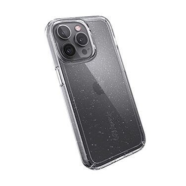 Speck MagSafe Case for iPhone 13 Pro - DropCamera Protection, Clear Phone Case, Wireless Charging Compatible - Clear/Platinum Glitter