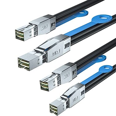 10Gtek 12G Mini SAS HD SFF-8644 to SFF-8644 Cable for NVMe Enclosure/Storage Array, SANJBOD Compatibility, 100-Ohm, 2-m(6.6ft, 2-Pack
