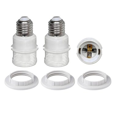 TWDRTDD E26 to E26 Socket Extender,7.4cm/2.91 inches E27/E26 Light Socket Extension,Thread Lamp Holder Adapter with Shade Rings (White, 3