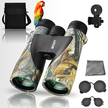 LUXUN 12x50 Binoculars for Hunting, High Powered Binoculars for Adults,HD Optical System, Fully Multi-Coated Lenses, Rubber Armor, Camouflage