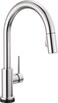 Delta Trinsic Chrome Touch Kitchen Faucet with Pull Down Sprayer, Modern Single Hole Touch On Kitchen Sink Faucet, Single Handle, Chrome 9159T-DST
