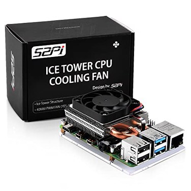 GeeekPi Fan for Raspberry Pi 4, Ultra Thin ICE Tower Cooler for Raspberry Pi, PWM Cooling Fan with Aluminum Heatsink for Raspberry Pi 4 Model B Only