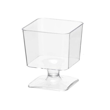 Party Essentials Mini Disposable Plastic Small Portion Ice Cream/Dessert/Yogurt/Parfait Sample Tasting Kit, Clear, 2 oz. Stemmed Cups Only, 20-Count