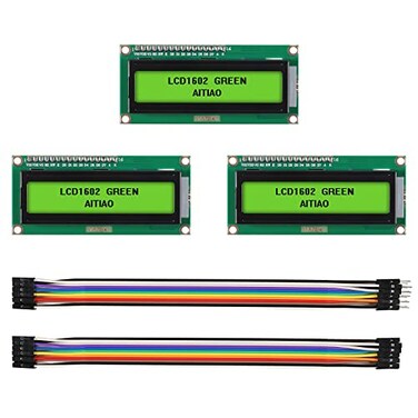 AITIAO 3 Pack 1602 LCD Display Module IC I2C TWI 16x2 Characters Serial Interface Adapter LCD Module for Raspberry Pi DIY Project IoT (Green Display
