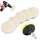 Linkstyle 7PCS 3 inch Wool Polishing Buffing Pad, Car Buffer Polisher Kit with Hook and Loop Back, for Drill Buffer Attachment with M10 Drill Adapter