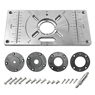 LYHLYA Router Table Insert Plate Table Aluminium Insert Plate Router Trimmer Woodworking Wood Router Table Insert Plate Tool Routers Bench Trimming (Silver