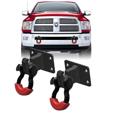 TIOYAR RAM Front Tow Hook Mount Bracket and D-Ring Compatible with 2010-2020 RAM 2500/3500/4500 D-Ring Shackle Bracket, Demon Hook Bracket Replacement