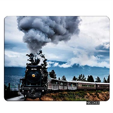 NICOKEE Rectangle Train Gaming Mousepad Cool Steam Train Old Vehicle Mouse Pad Mouse Mat for Computer Desk Laptop Office 9.5 X 7.9 Inch Non-Slip Rubber