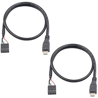 Duttek USB Header to Micro USB Cable 1.65FT/50CM, Micro USB Male to 9 Pin Motherboard Female Adapter Dupont Extended Cable for Motherboard Header 2 Pack