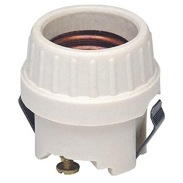 Leviton Medium Base, One-Piece, Keyless, Incandescent, Unglazed Porcelain Lampholder, Front Mount, Single Circuit, Back Wired, Shallow Back, 8875, White