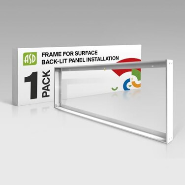 ASD 1x4 Surface Mount Frame for LED Flat Panel Light - Aluminum Surface Mounting Bracket Kit for Drop Ceiling - Low Profile Back-Lit Panels Mount Kit, White