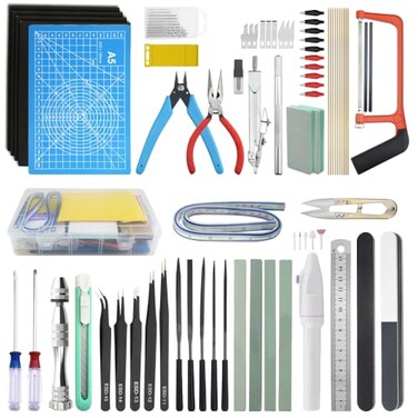 WMYCONGCONG 62 PCS Gundam Model Tools Kit Modeler Basic Tools Hobby Building Tools Kit for Buildings Cars Airplanes Model Assemble Building Repairing and Fixing