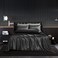HommxJF 5Pcs Black Satin Sheets Set Full Size Sheets, Comforter Black Satin Bedding Set with 1 Flat Sheet,1Deep Pocket Fitted Sheet,3 Pillowcases with Envelope Closure