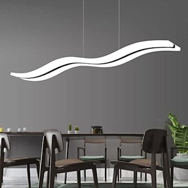 LightInTheBox LED Modern Wave Pendant Light, Acrylic Linear Chandeliers Ceiling Mount Lighting Fixture for Kitchen Island, Dining Room, Living Room (Light Source: White