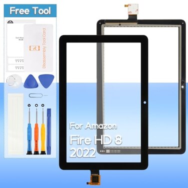 Yondista Touch Screen Replacement for Fire HD 8 2022 / HD 8 Plus Tablet 2022 12th Gen 8.0 inch KFRAWI KFRAPWI Front Glass Touch Panel Digitizer with Tools(Not Include LCD