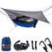 Easthills Outdoors Jungle Explorer 118" x 79" Double Camping Hammock Lightweight Rip-Stop Parachute Nylon 2 Person Hammocks with Removable Bug Net, Tree Straps and Tarp Blue