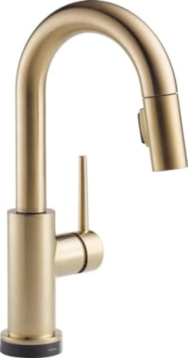Delta Faucet Trinsic Single-Handle Bar-Prep Touch Kitchen Sink Faucet with Pull Down Sprayer, Touch2O Technology and Magnetic Docking Spray Head, Champagne Bronze 9959T-CZ-DST