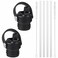 DBIW Hydroflask Lids with straw 24 oz 21 oz for Hydro Flask, Straw Lids with Straw Fits Hydroflask Water Bottles, Replacement Top, Straws Cap with Flexible Handle, Black 2 Pack