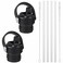 DBIW Hydroflask Lids with straw 24 oz 21 oz for Hydro Flask, Straw Lids with Straw Fits Hydroflask Water Bottles, Replacement Top, Straws Cap with Flexible Handle, Black 2 Pack