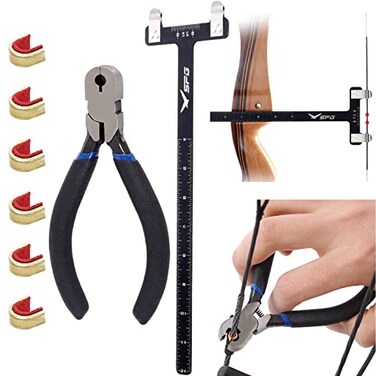 SOPOGER Archery Bow Square Nocking Points Pliers Bow String Knock Kit T Shape Turning Bow Square Ruler Tool String-Loop Nocking Buckle Pliers for Recurve Compound Bow Accessories (Black