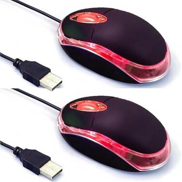Guiheng 2 Pack Wired Mini Optical Mouse Computer Mouse Ergonomic Mouse with USB Mouse for Laptop PC Desktop mice Compatible with Windows Linux Mac fit for Office Business Home,Kids（Black