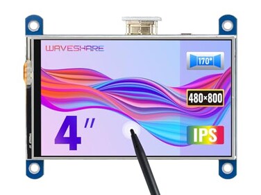 Waveshare 4inch Resistive Touch Screen LCD Compatible with Raspberry Pi 4B/3B/3A/2B/B/A/Zero/Zero W/WH/Zero 2W CM3/4 480&times;800 Resolution HDMI IPS Low Power Consumption Supports Windows