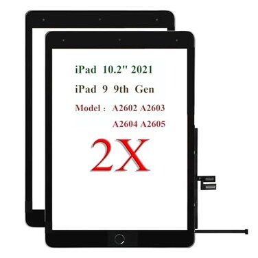 TPhaelay for iPad 9 (9th GenerationA2602 A2603 A2604 A2605 Screen Replacement 2 Pack 10.2 Inch Digitizer, for iPad 9th Gen Touch Screen Digitizer Replacement (2021 Releasedwith Home Button(Black