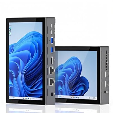 HEIGAOLAPC Mini PC 12th Gen N100 Win 11 Pro 7" Screen 16GB RAM 512GB ROM Mini PC with Screen USB-C Mini Computer WiFi 5 BT 5.0 4K Display HDMI Dual 2.5GbE Desktop Computer (16512 with Screen