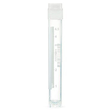 Globe Scientific CryoClear 3015-50 Polypropylene Barcoded Cryogenic Vial, 5mL Capacity, Sterile, External Threads, Attached Screwcap with Molded O-Ring, Round Bottom, Self-Standing (Case of 50