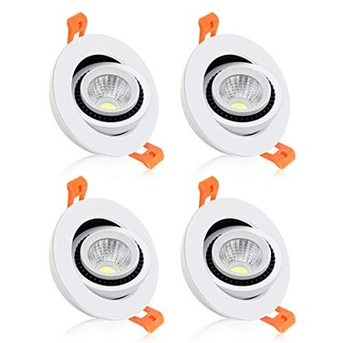 YGS-Tech 2 Inch Eyeball Gimbal LED Recessed Lighting, Dimmable Downlight, 3W (35W Halogen EquivalentAdjustable Spotlight, 2700K Ultra Warm White, CRI80, Ceiling Light with LED Driver (4 Pack