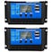 Flutesan Solar Battery Controller 12v/24v Solar Panel Charge Controller Ground Solar Panel Controller Regulator with Adjustable LCD Display and Dual USB Port Timer Setting PWM Auto Parameter(2 Pieces,