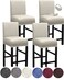 HFCNMY Bar Stool Covers,4 Pack Stretch Waterproof PU Bar Stool Covers with Backs Bar Stool Chair Covers Barstool Covers Slipcovers with Back Pub Counter Stool Chair Covers with Elastic Bands Beige