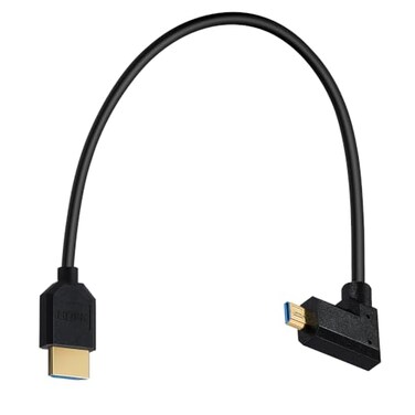 Kework Right Angle Micro HDMI to HDMI Cable 1ft, 2.1 Version, 8K@60Hz/4K@120Hz/2K@240Hz, HDCP2.3, DolbyeARC, Dynamic HDR, VRR, QFT, ALLM, QMS, 3D 48Gbps Compatible for Cameras, Graphics, Laptops