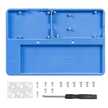 SunFounder RAB Holder for Raspberry Pi Breadboard Holder 5 in 1 Base Plate Compatible with Arduino Uno R4 Minima/WiFi/Uno R3/Mega R3, Raspberry Pi 5 4B 3B3B 2 Model B and 400 800 Points Breadboard