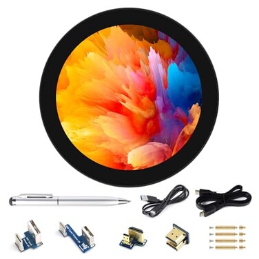 Waveshare 4inch HDMI Round Touch Display, 720 &times; 720 Resolution, IPS, 10-Point Touch, Compatible with Raspberry Pi 5/4B/3B/3A/2B/B/A/Zero/Zero W/WH/Zero 2W, Compatible with Jetson Nano and Mini PC