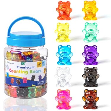 Odoorgames 100 Pcs Translucent Counting Bears - Light Table Manipulatives