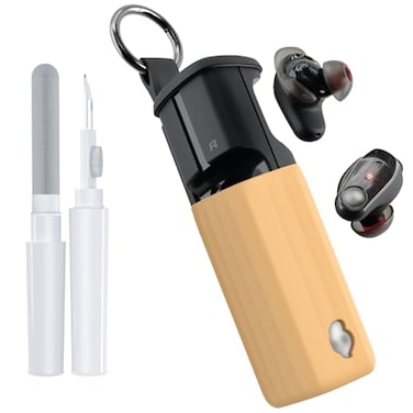 Pozcis For Skullcandy Method 360 Anc Case Cover, Soft Silicone Protective Earbuds Case, Only Compatible with Skullcandy Method 360 Anc with Cleaner Kit Accessories Set(Brown)
