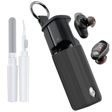 Pozcis For Skullcandy Method 360 Anc Case Cover, Soft Silicone Protective Earbuds Case, Only Compatible with Skullcandy Method 360 Anc with Cleaner Kit Accessories Set(Black)