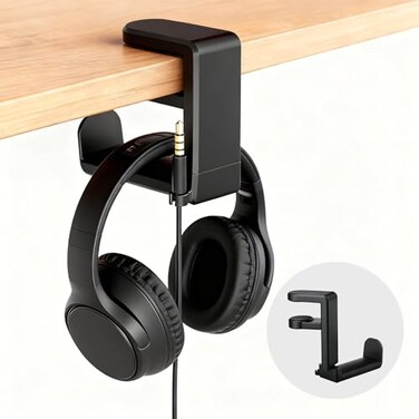 Galiejar Universal Headphone Hook &amp; Headset Holder, Black