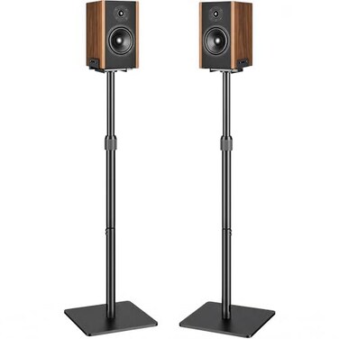 Pegzone Height-Adjustable Speaker Stands Pair, Black
