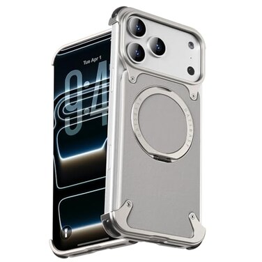 Oatsbasf Metal Frameless Genuine Leather Case for Iphone 17 Pro Max