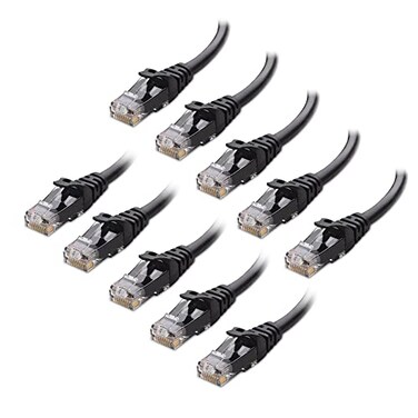 Cable Matters 10Gbps 10-Pack Snagless Cat 6 Ethernet Cable, 8FT, Black