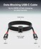 Plugable USB C to USB C Cable, Data Blocker Charge Only Cable (2M/6.6ft): 240W Safe Fast Charging for Macbook, Iphone 15/16, Ipad, Galaxy S24, Xps and More Usbc Devices (Usbc-Cc2M)