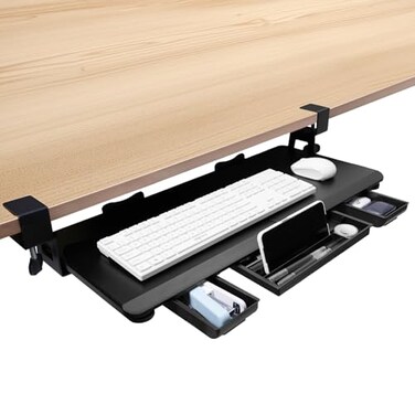 Oukmic 27" X 12" Large Keyboard Tray Under Desk with Storage Drawer